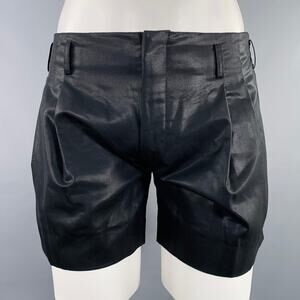 COMME des GARCONS HOMME PLUS Size S Black Shimmery Wool Blend Pleated Shorts